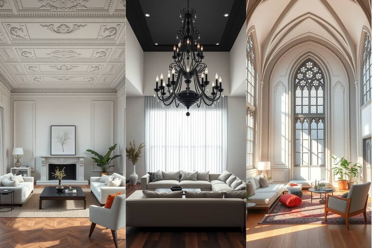 Living Rooms Merging Gothic Grandeur with Modern Minimalism