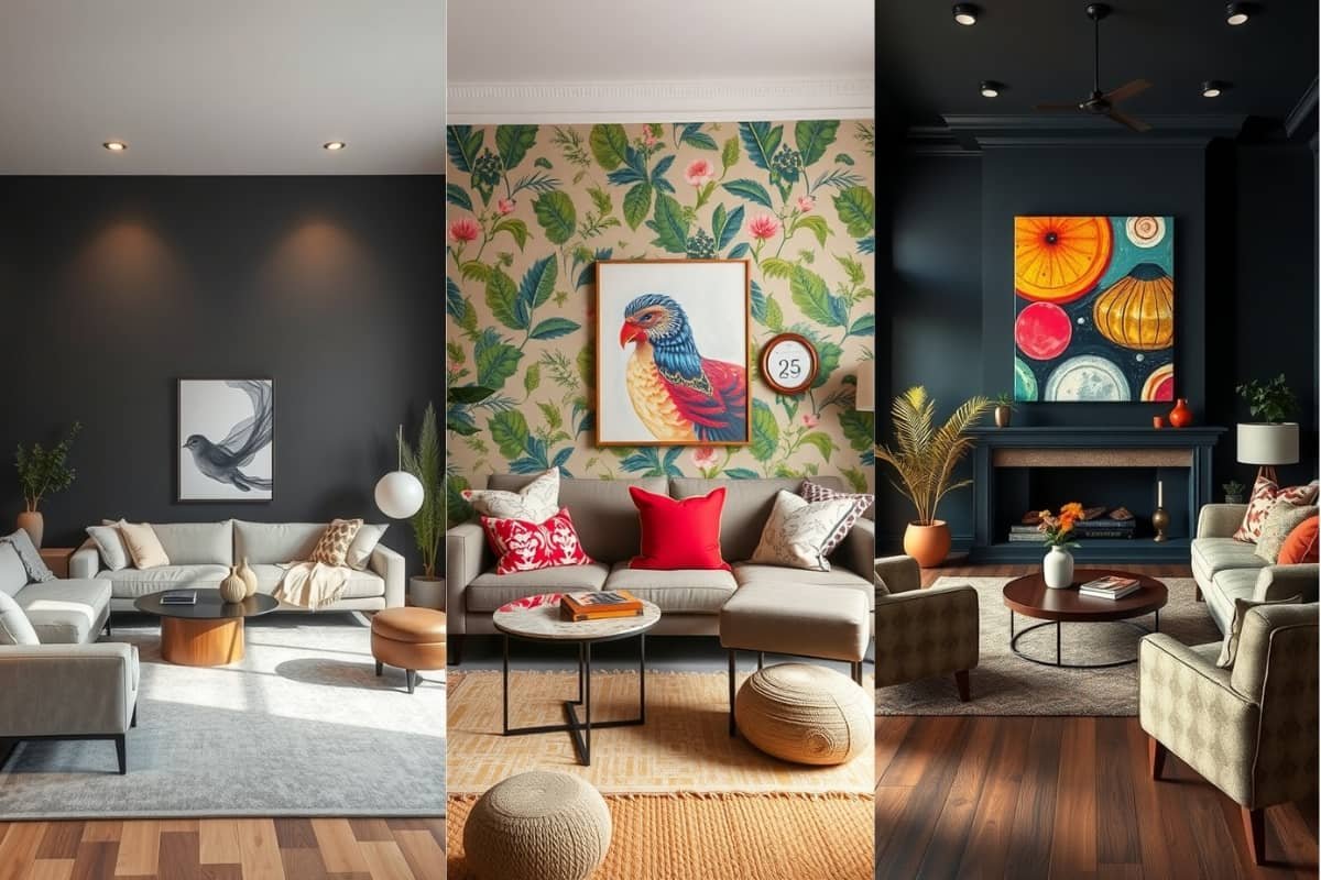 Maximalist Noir Living Rooms